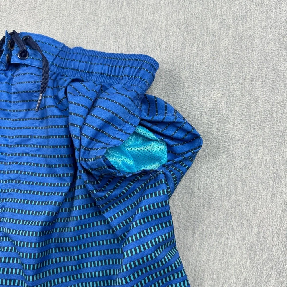 Nike Shorts Mens Medium‎ Blue Continuum Striped Swimming Board Trunks Beach